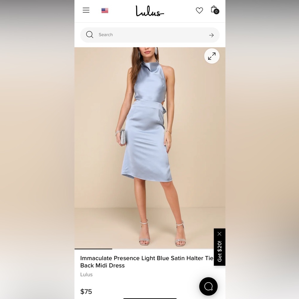 Lulus Immaculate Presence Light Blue Satin Halter Tie-Back Midi Dress